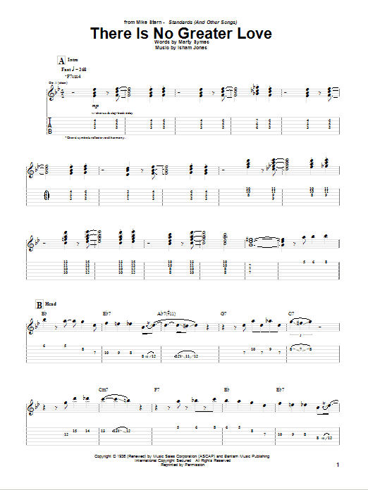 Mike Stern There Is No Greater Love sheet music notes and chords arranged for Guitar Tab