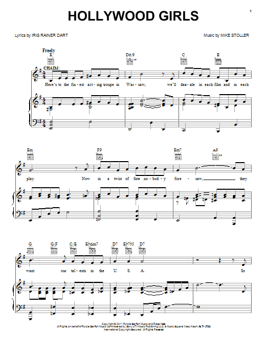 Mike Stoller Hollywood Girls sheet music notes and chords arranged for Piano, Vocal & Guitar Chords (Right-Hand Melody)