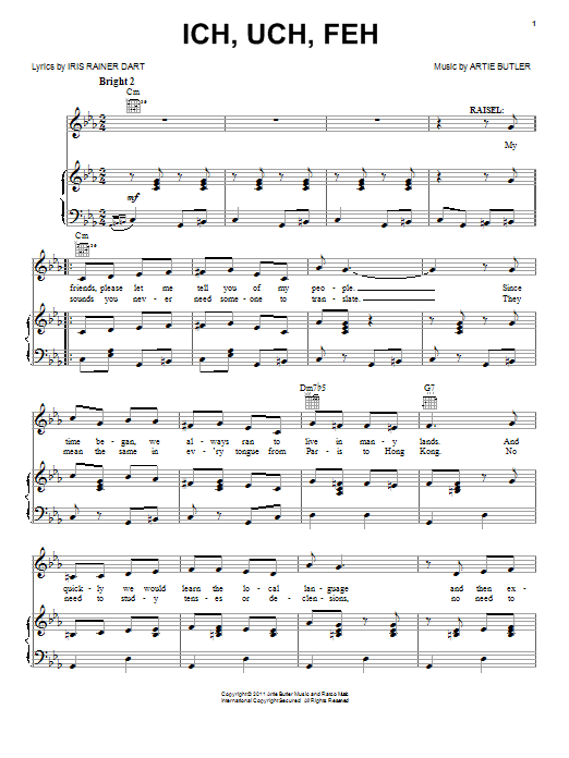 Mike Stoller Ich, Uch, Feh sheet music notes and chords arranged for Piano, Vocal & Guitar Chords (Right-Hand Melody)