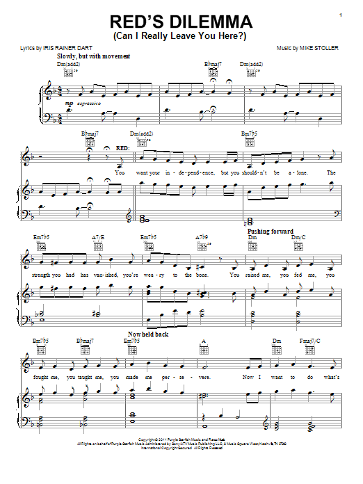 Mike Stoller Red's Dilemma (Can I Really Leave You Here?) sheet music notes and chords arranged for Piano, Vocal & Guitar Chords (Right-Hand Melody)