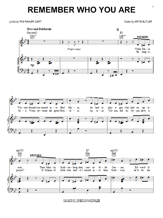 Mike Stoller Remember Who You Are sheet music notes and chords arranged for Piano, Vocal & Guitar Chords (Right-Hand Melody)