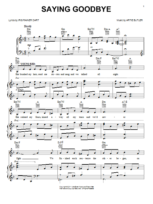 Mike Stoller Saying Goodbye sheet music notes and chords arranged for Piano, Vocal & Guitar Chords (Right-Hand Melody)