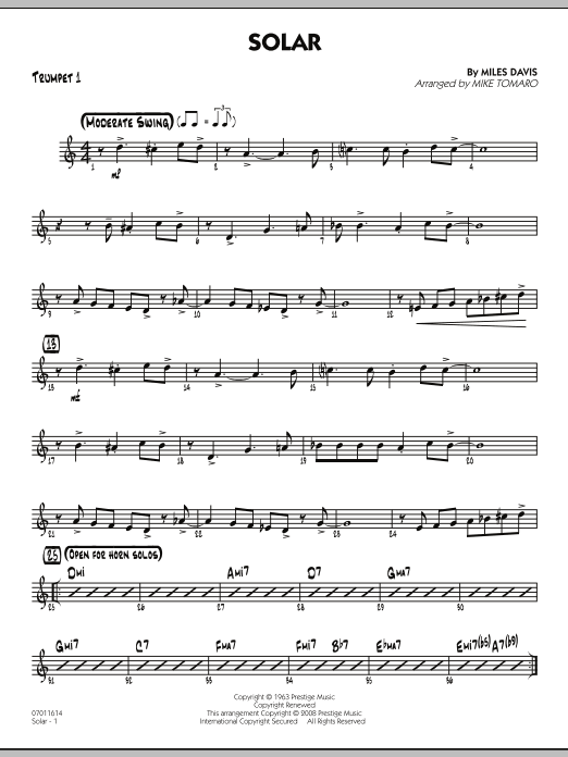 Mike Tomaro Solar - Trumpet 1 sheet music notes and chords arranged for Jazz Ensemble