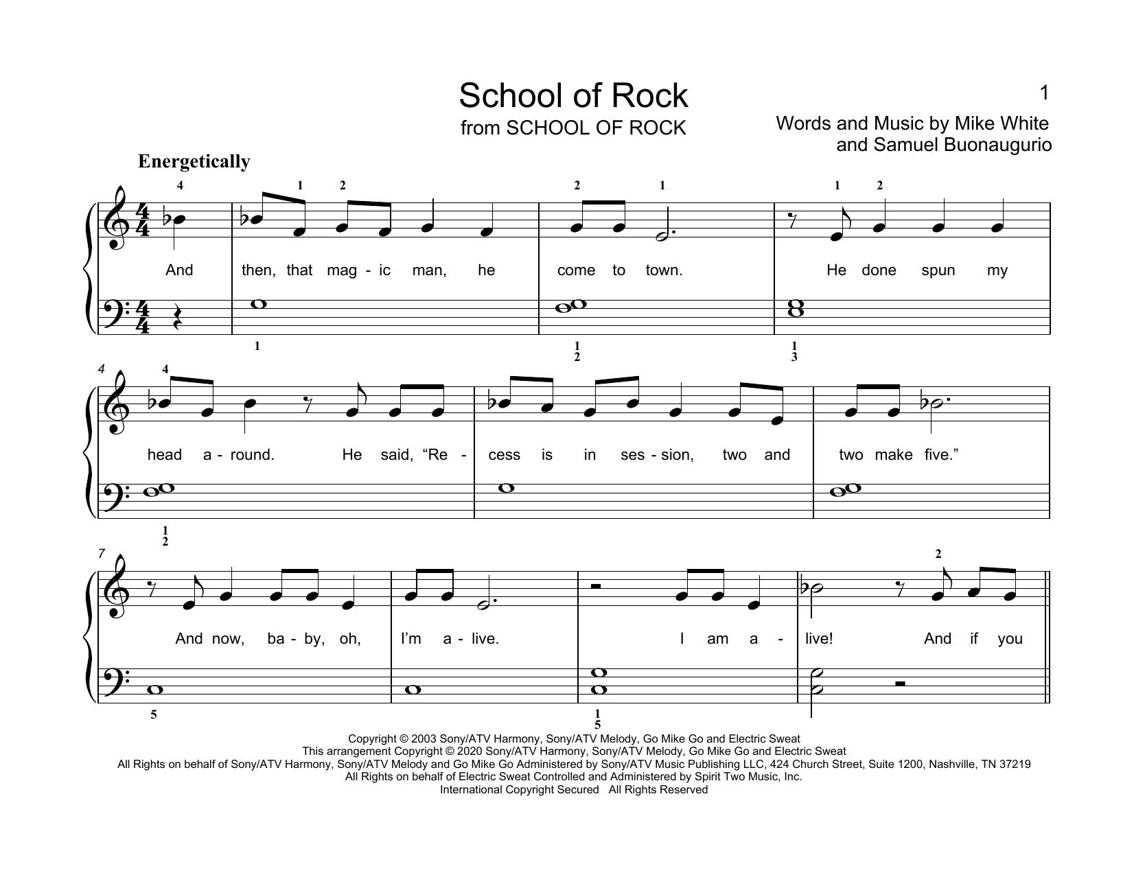 Mike White & Samuel Buonaugurio School Of Rock (arr. Christopher Hussey) sheet music notes and chords arranged for Educational Piano