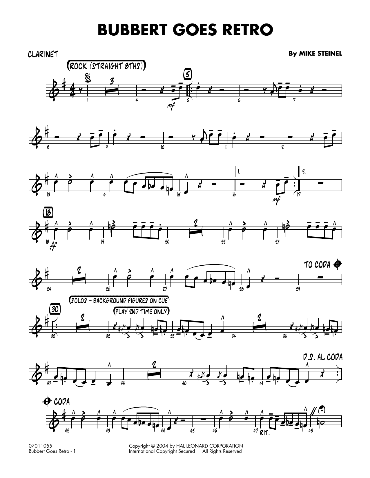 Mike Steinel Bubbert Goes Retro - Clarinet sheet music notes and chords. Download Printable PDF.