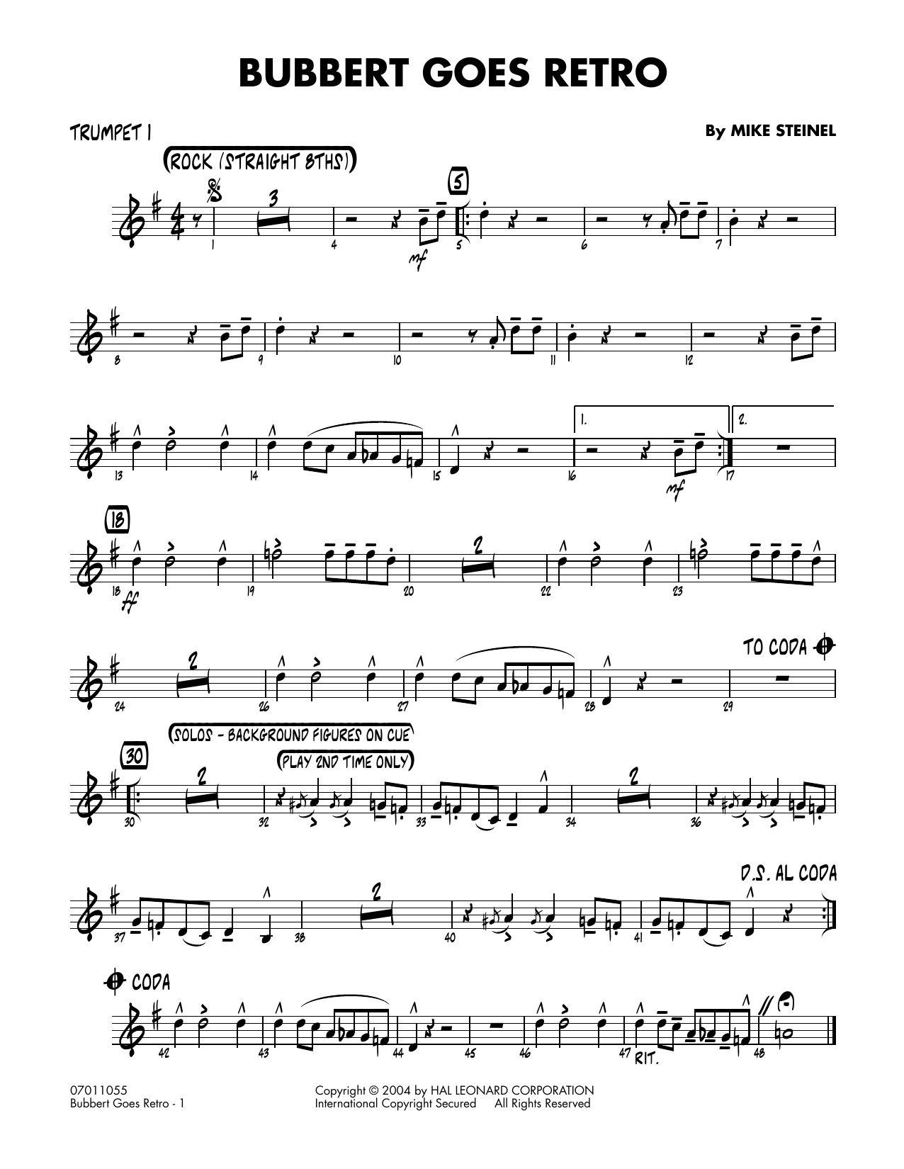 Mike Steinel Bubbert Goes Retro - Trumpet 1 sheet music notes and chords. Download Printable PDF.