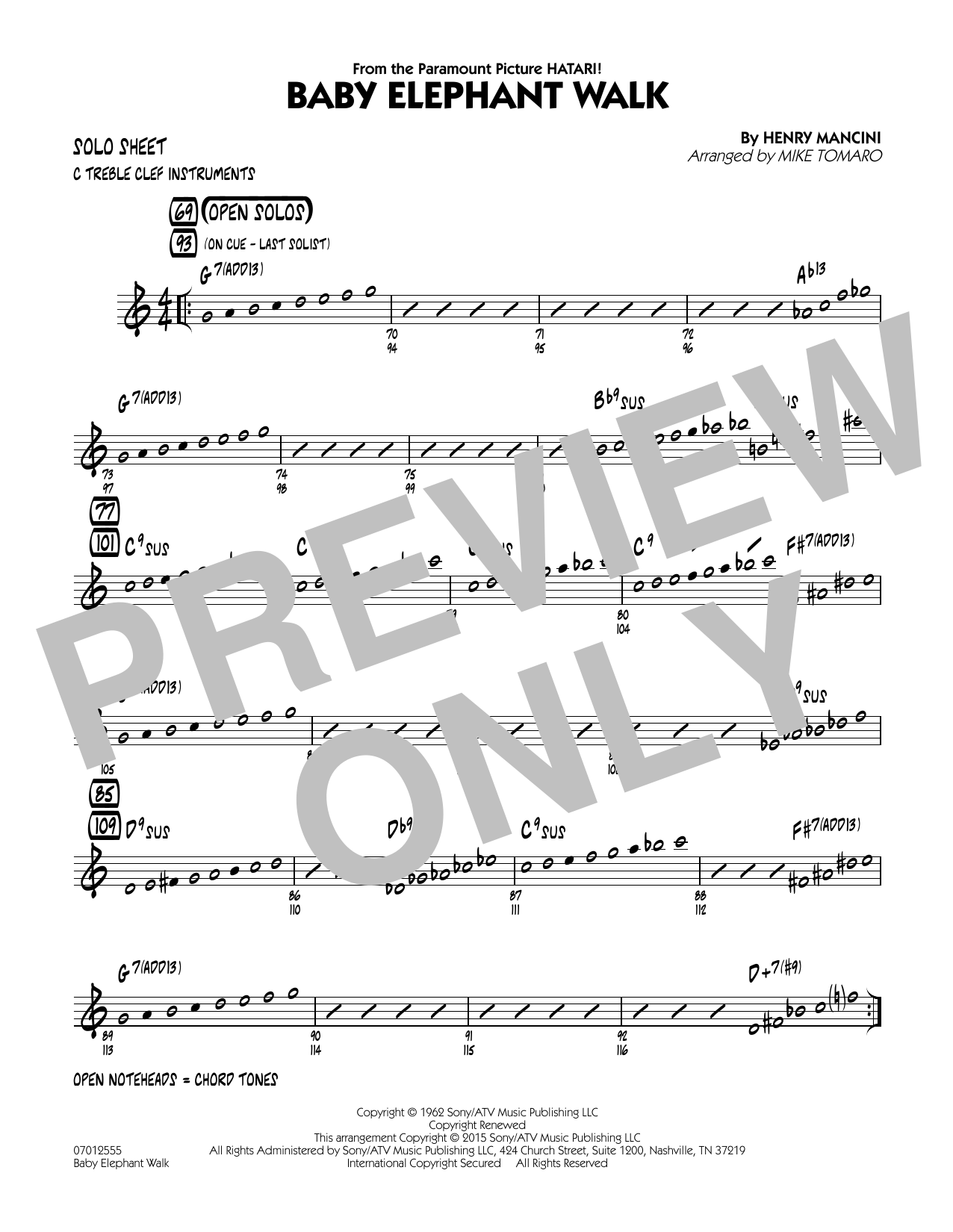 Mike Tomaro Baby Elephant Walk - C Solo Sheet sheet music notes and chords. Download Printable PDF.