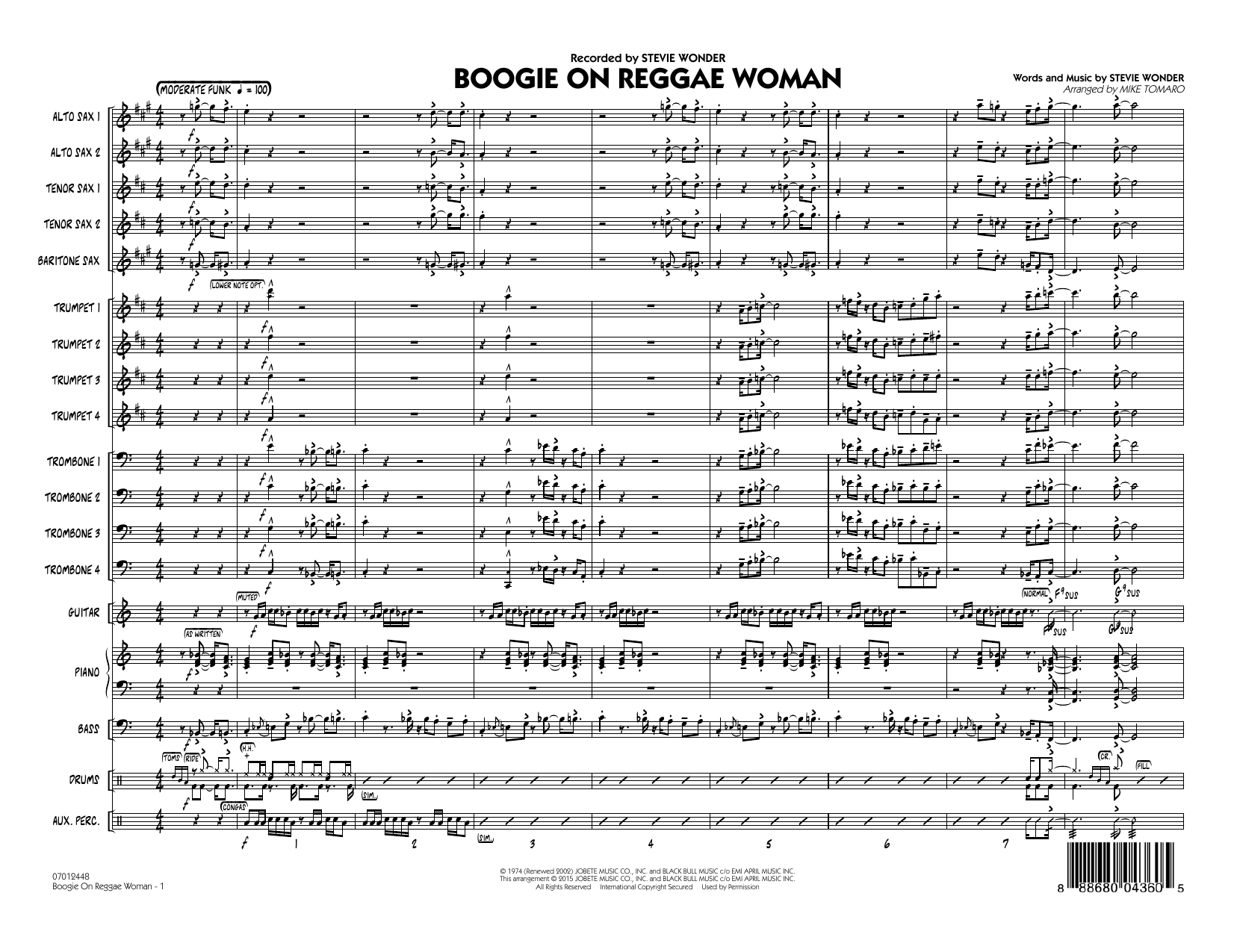 Mike Tomaro Boogie On Reggae Woman - Conductor Score (Full Score) sheet music notes and chords arranged for Jazz Ensemble