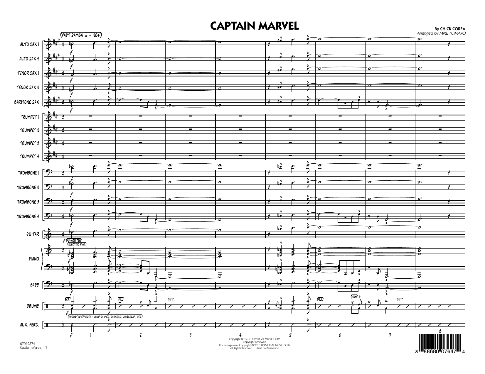 Mike Tomaro Captain Marvel - Conductor Score (Full Score) sheet music notes and chords arranged for Jazz Ensemble