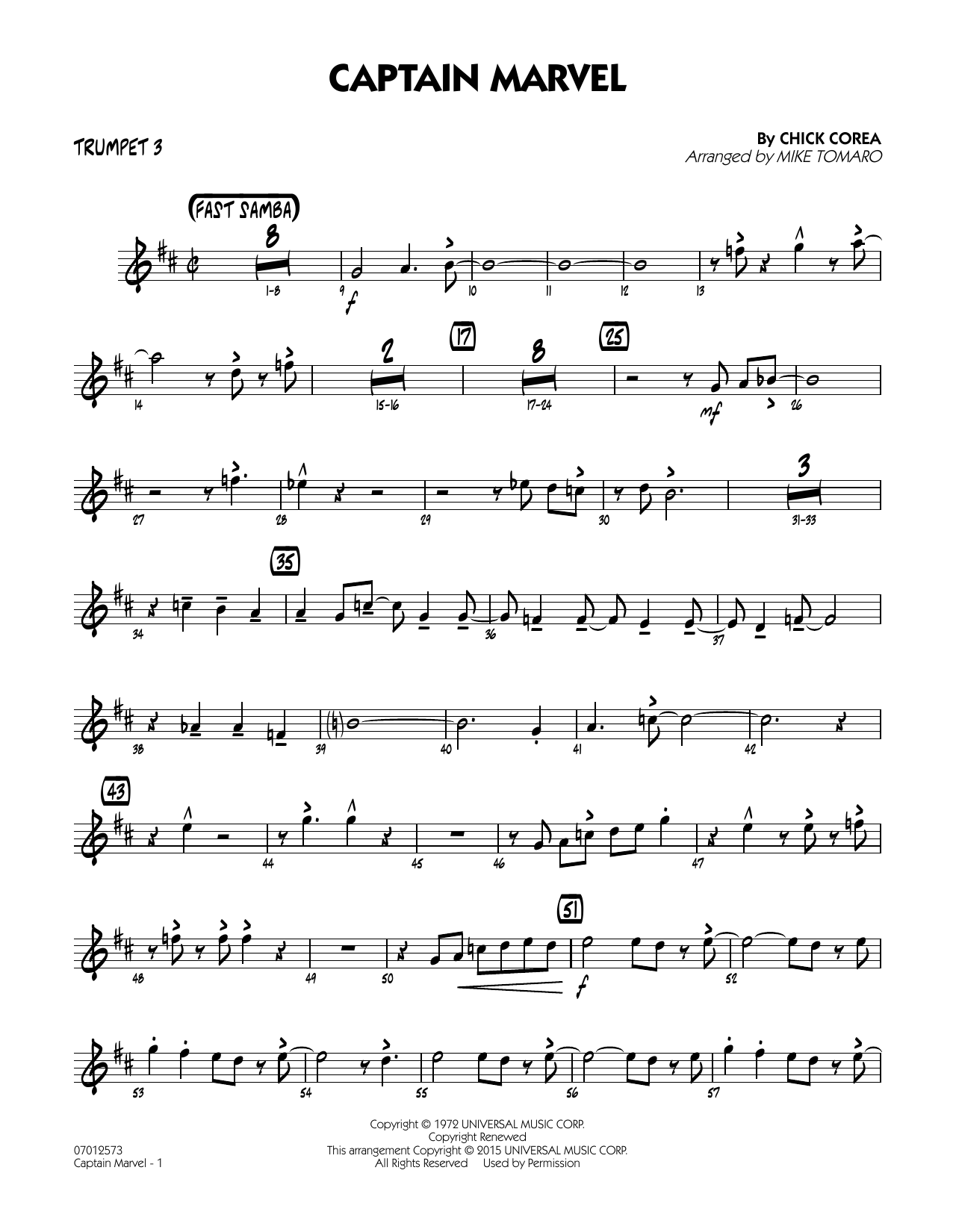 Mike Tomaro Captain Marvel - Trumpet 3 sheet music notes and chords arranged for Jazz Ensemble