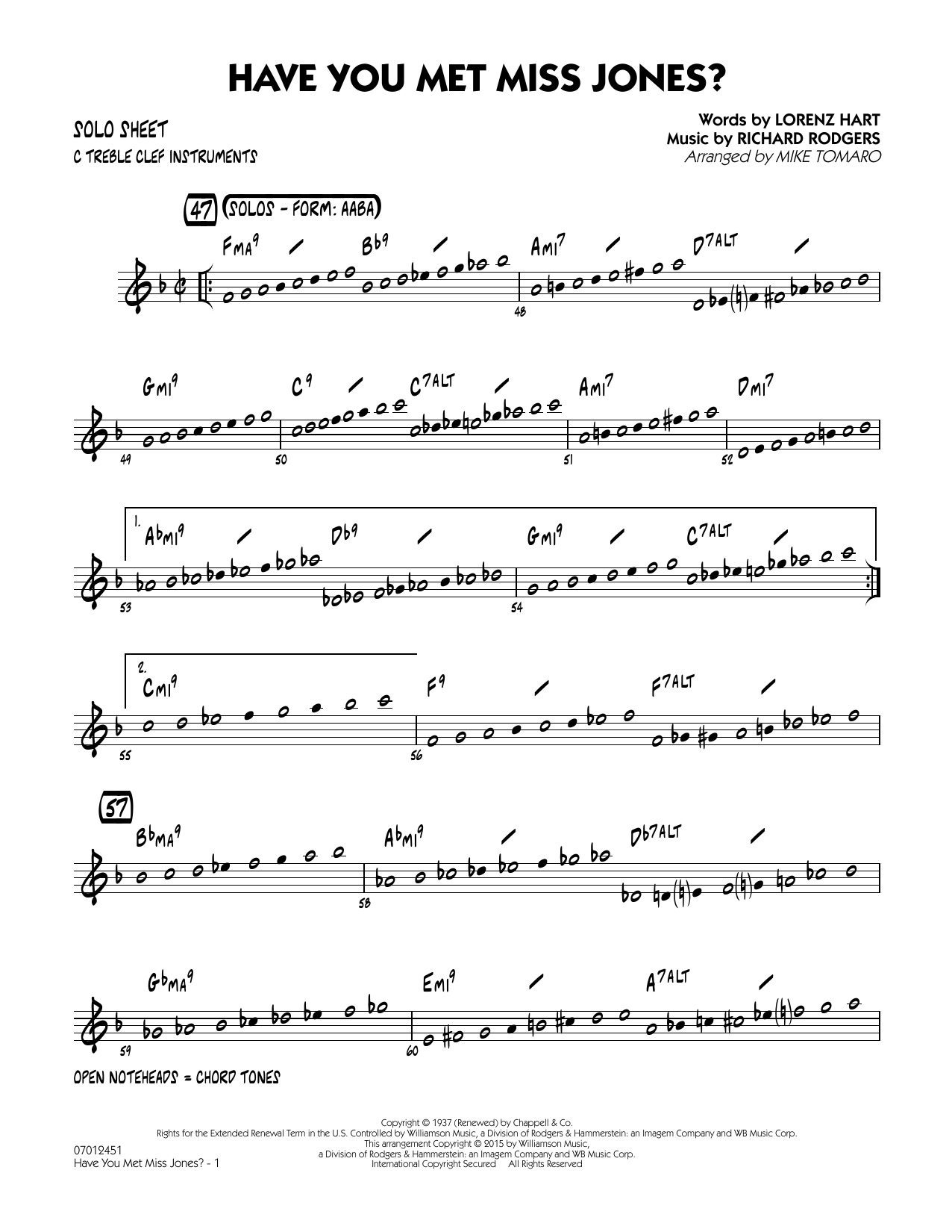Mike Tomaro Have You Met Miss Jones? - C Solo Sheet sheet music notes and chords arranged for Jazz Ensemble