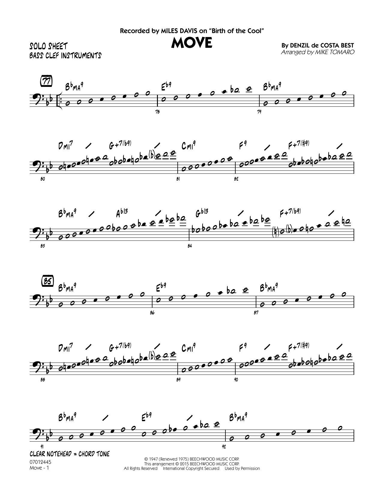 Mike Tomaro Move - Bass Clef Solo Sheet sheet music notes and chords. Download Printable PDF.