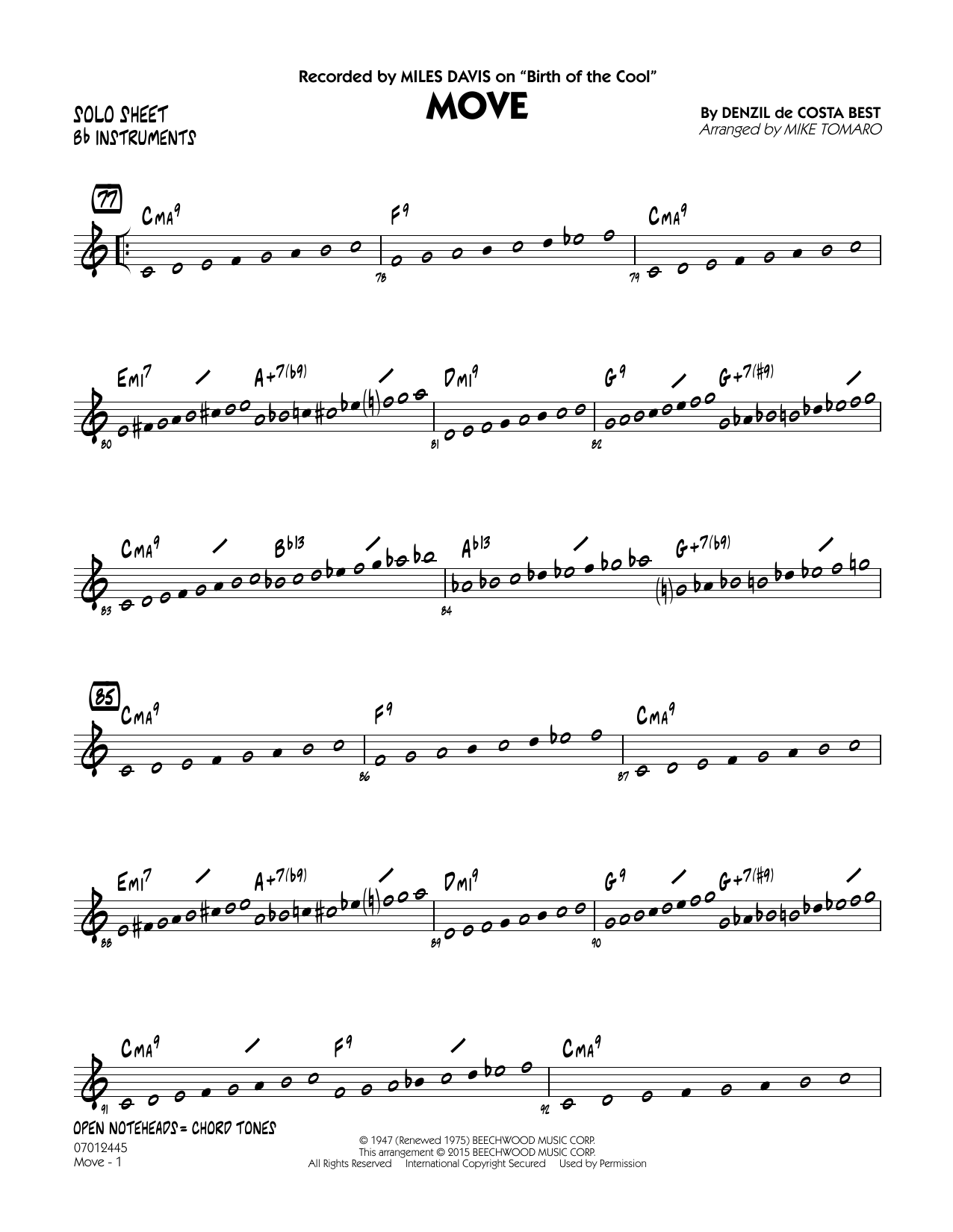 Mike Tomaro Move - Bb Solo Sheet sheet music notes and chords. Download Printable PDF.