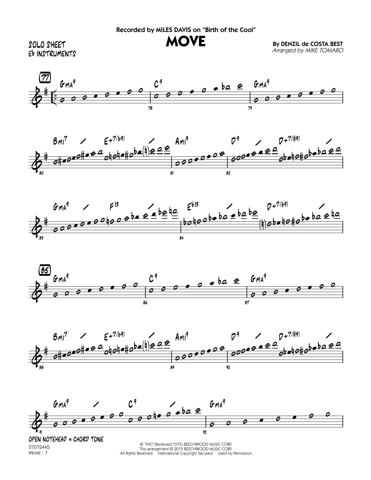 Mike Tomaro Move - Eb Solo Sheet sheet music notes and chords. Download Printable PDF.