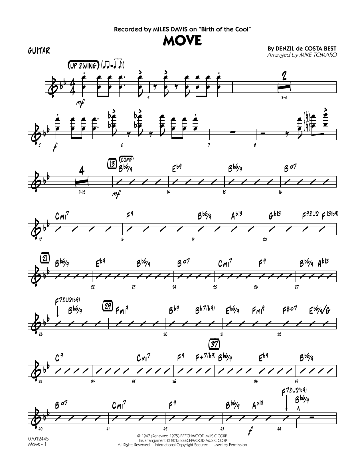Mike Tomaro Move - Guitar sheet music notes and chords. Download Printable PDF.