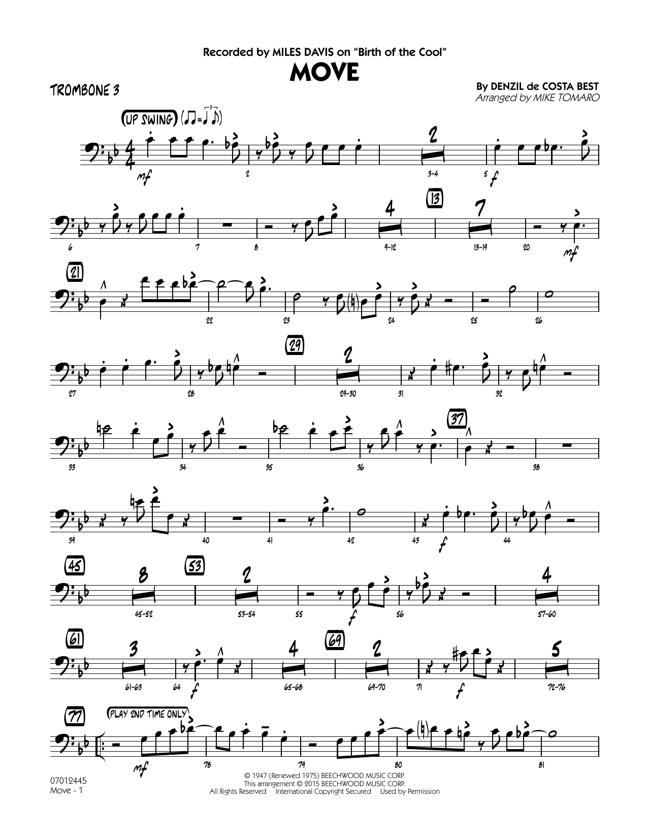 Mike Tomaro Move - Trombone 3 sheet music notes and chords. Download Printable PDF.