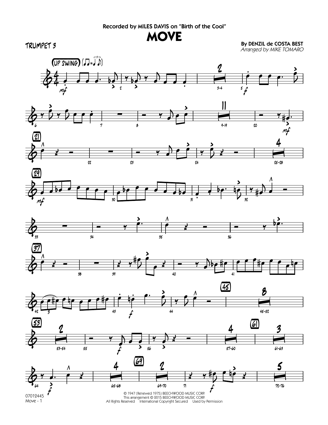 Mike Tomaro Move - Trumpet 3 sheet music notes and chords. Download Printable PDF.