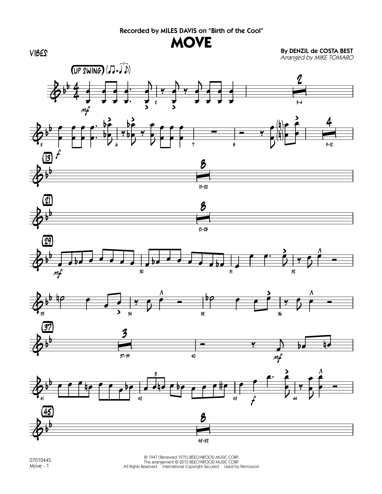 Mike Tomaro Move - Vibes sheet music notes and chords. Download Printable PDF.