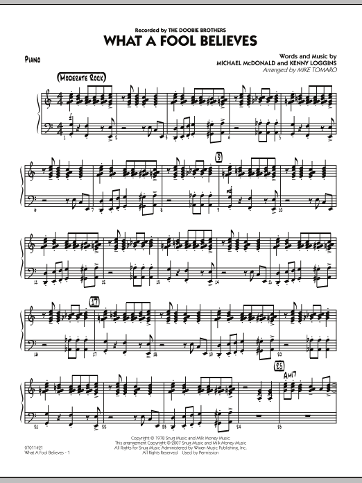 Mike Tomaro What A Fool Believes - Piano sheet music notes and chords. Download Printable PDF.