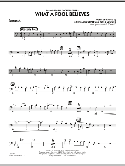 Mike Tomaro What A Fool Believes - Trombone 2 sheet music notes and chords. Download Printable PDF.