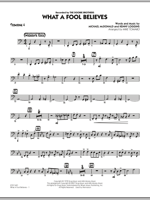 Mike Tomaro What A Fool Believes - Trombone 4 sheet music notes and chords. Download Printable PDF.