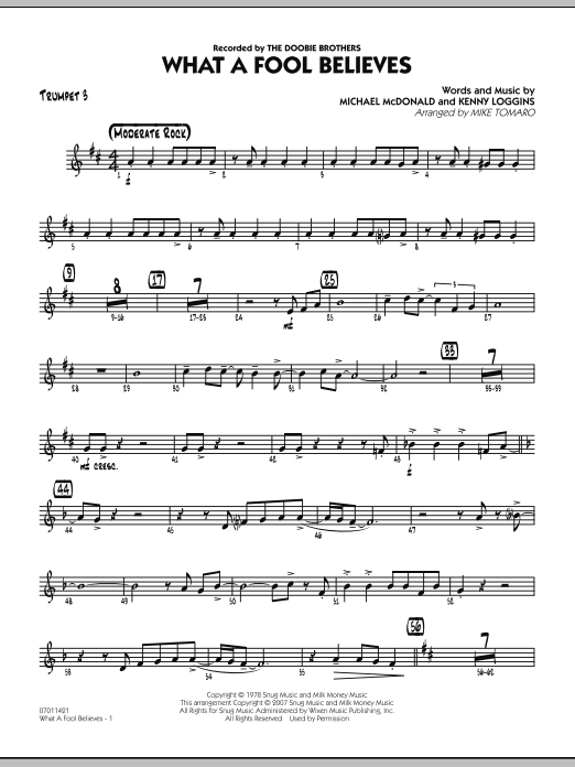 Mike Tomaro What A Fool Believes - Trumpet 3 sheet music notes and chords. Download Printable PDF.