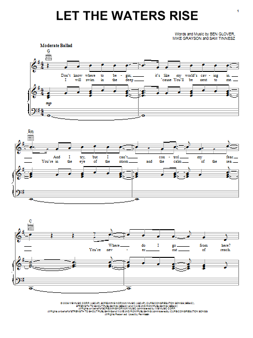 Mikeschair Let The Waters Rise sheet music notes and chords arranged for Piano, Vocal & Guitar Chords (Right-Hand Melody)
