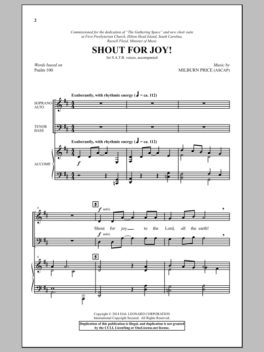 Milburn Price Shout For Joy! sheet music notes and chords arranged for SATB Choir