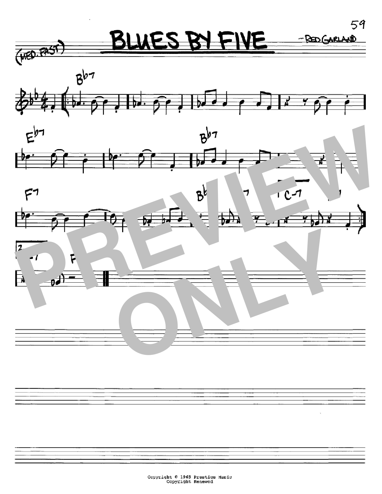 Miles Davis Blues By Five sheet music notes and chords arranged for Real Book – Melody & Chords – C Instruments