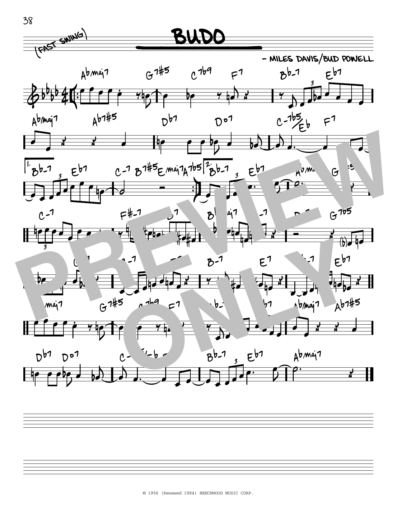 Miles Davis Budo sheet music notes and chords arranged for Real Book – Melody & Chords – C Instruments