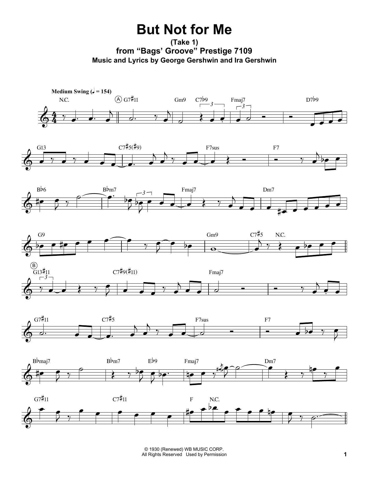 Miles Davis But Not For Me sheet music notes and chords arranged for Trumpet Transcription