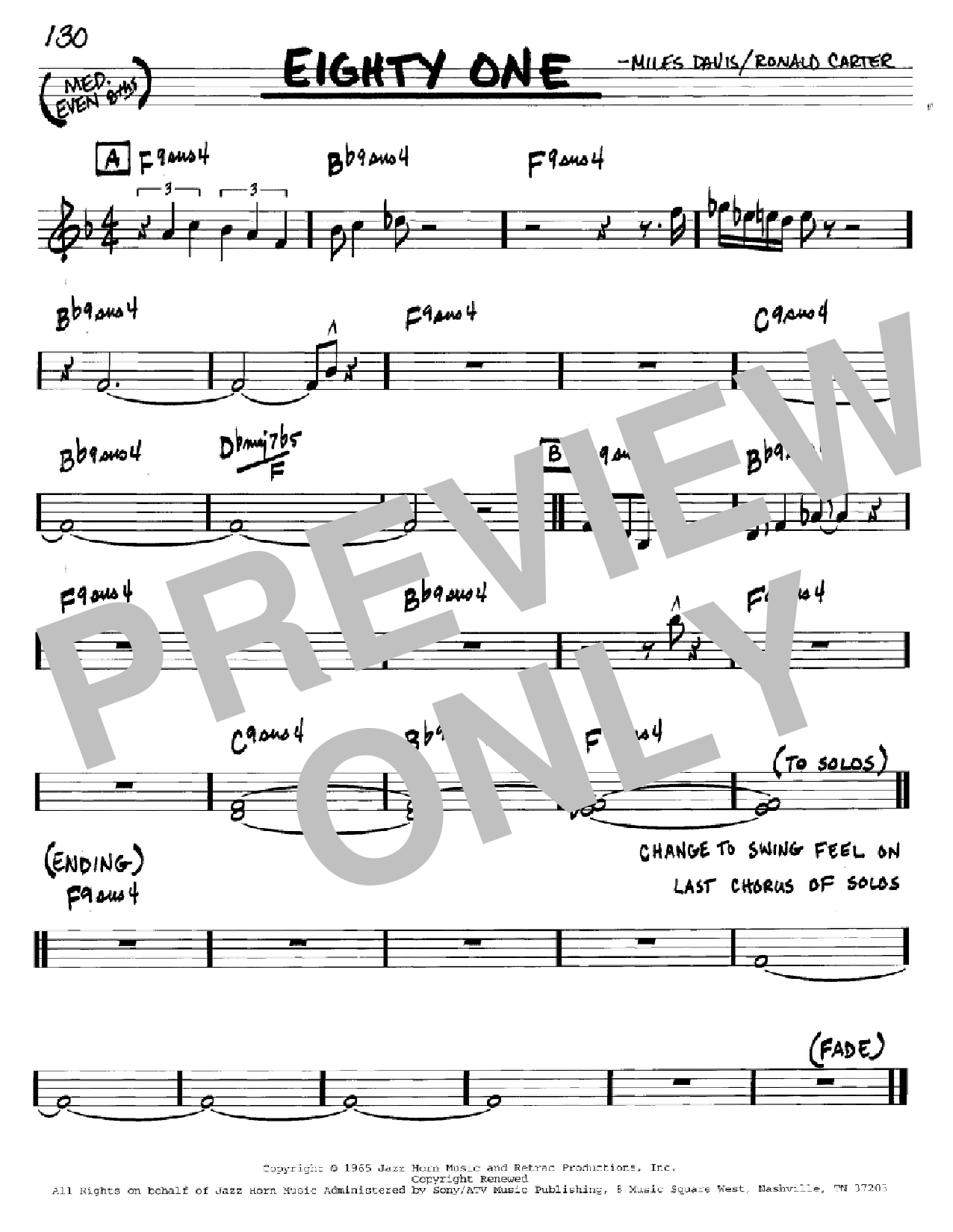 Miles Davis Eighty One sheet music notes and chords arranged for Real Book – Melody & Chords