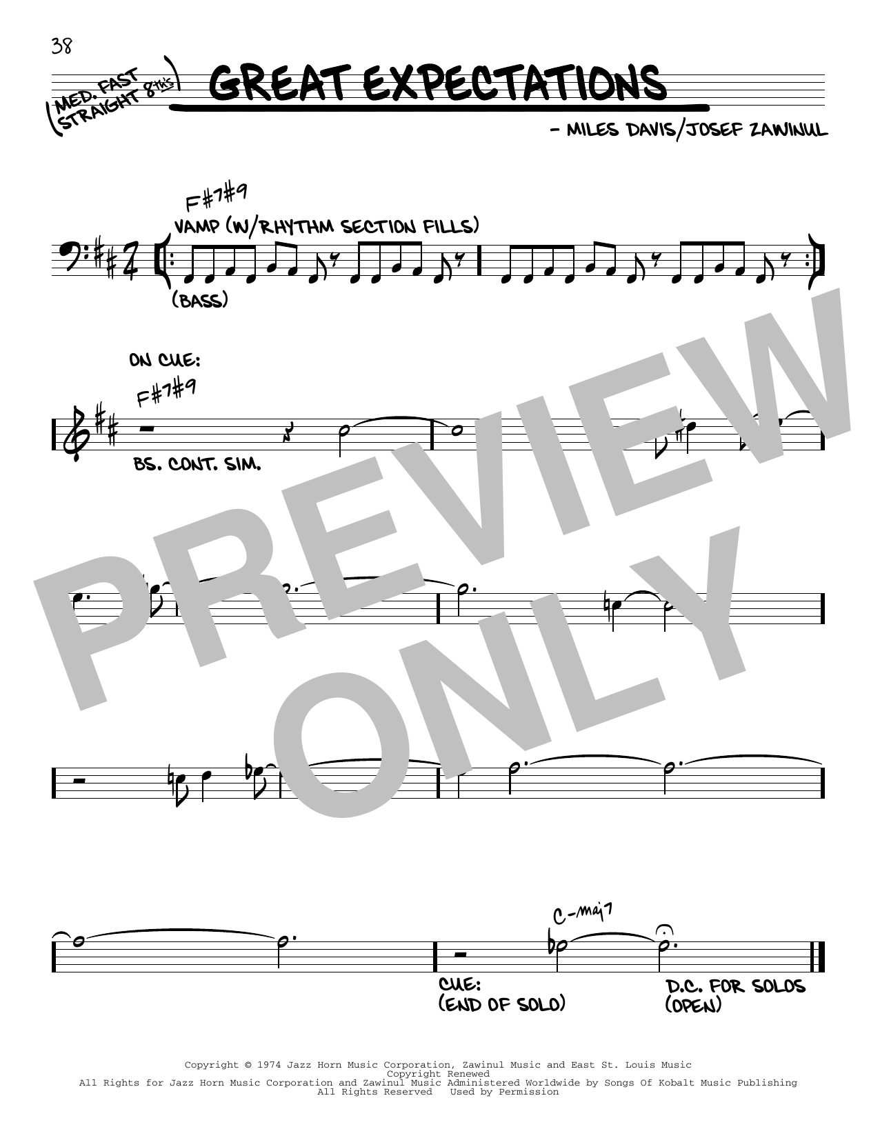 Miles Davis Great Expectations sheet music notes and chords arranged for Real Book – Melody & Chords