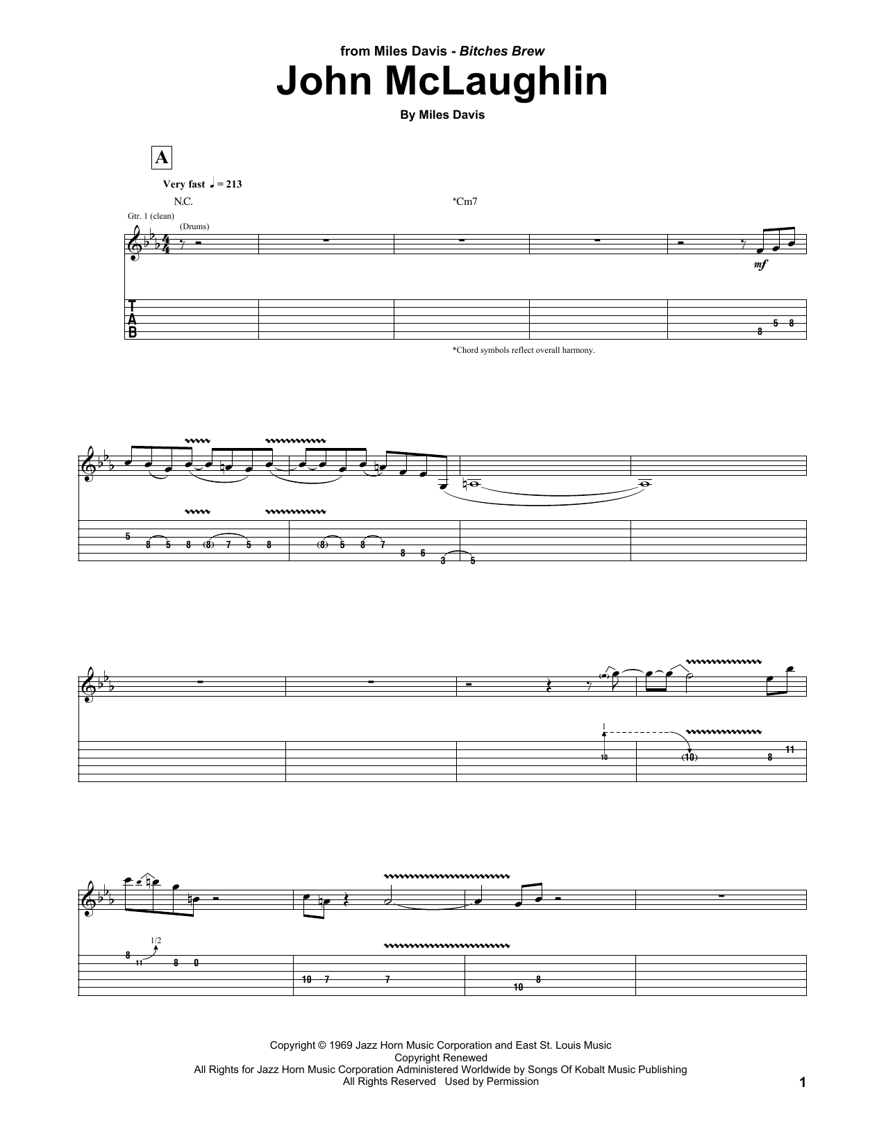 Miles Davis John McLaughlin sheet music notes and chords arranged for Guitar Tab
