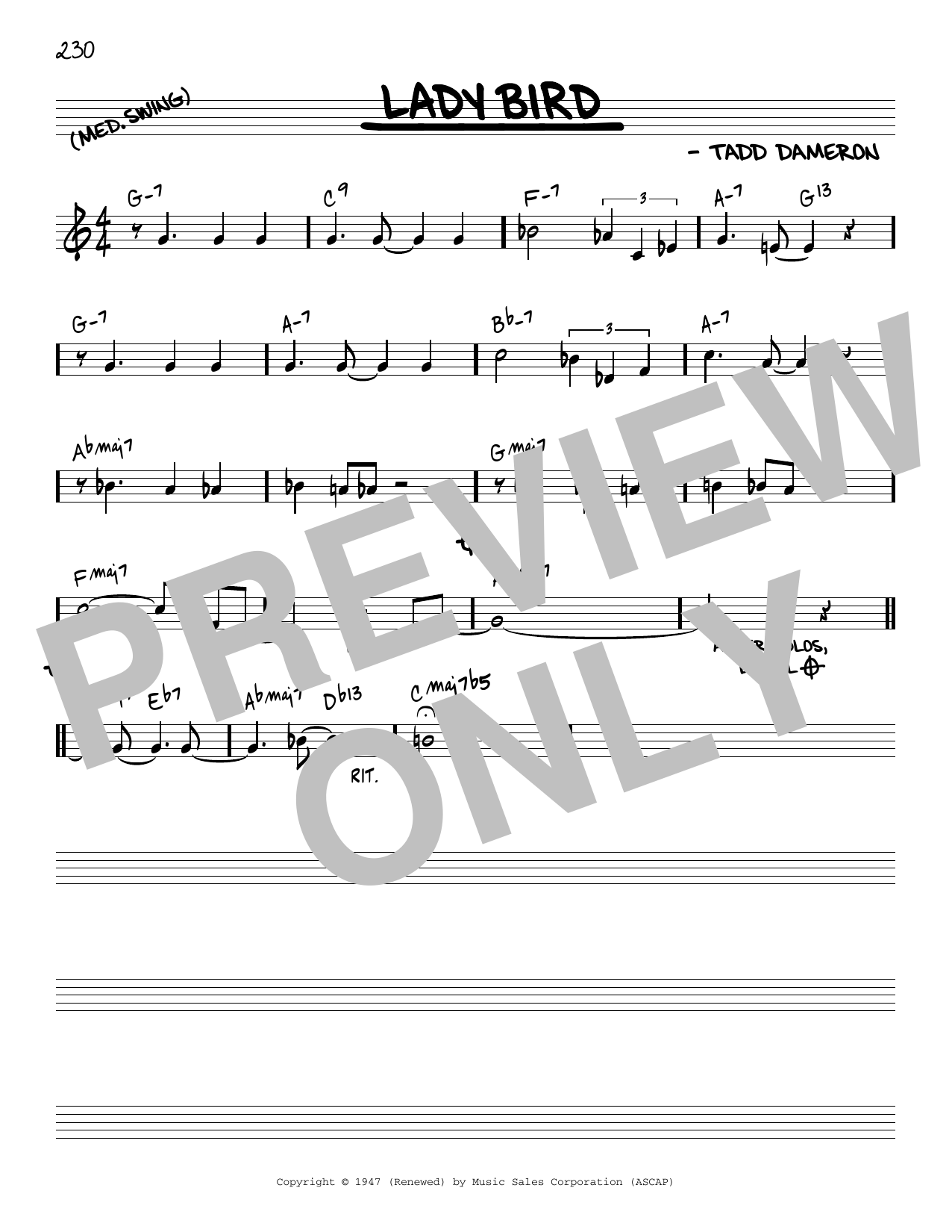 Miles Davis Lady Bird [Reharmonized version] (arr. Jack Grassel) sheet music notes and chords arranged for Real Book – Melody & Chords