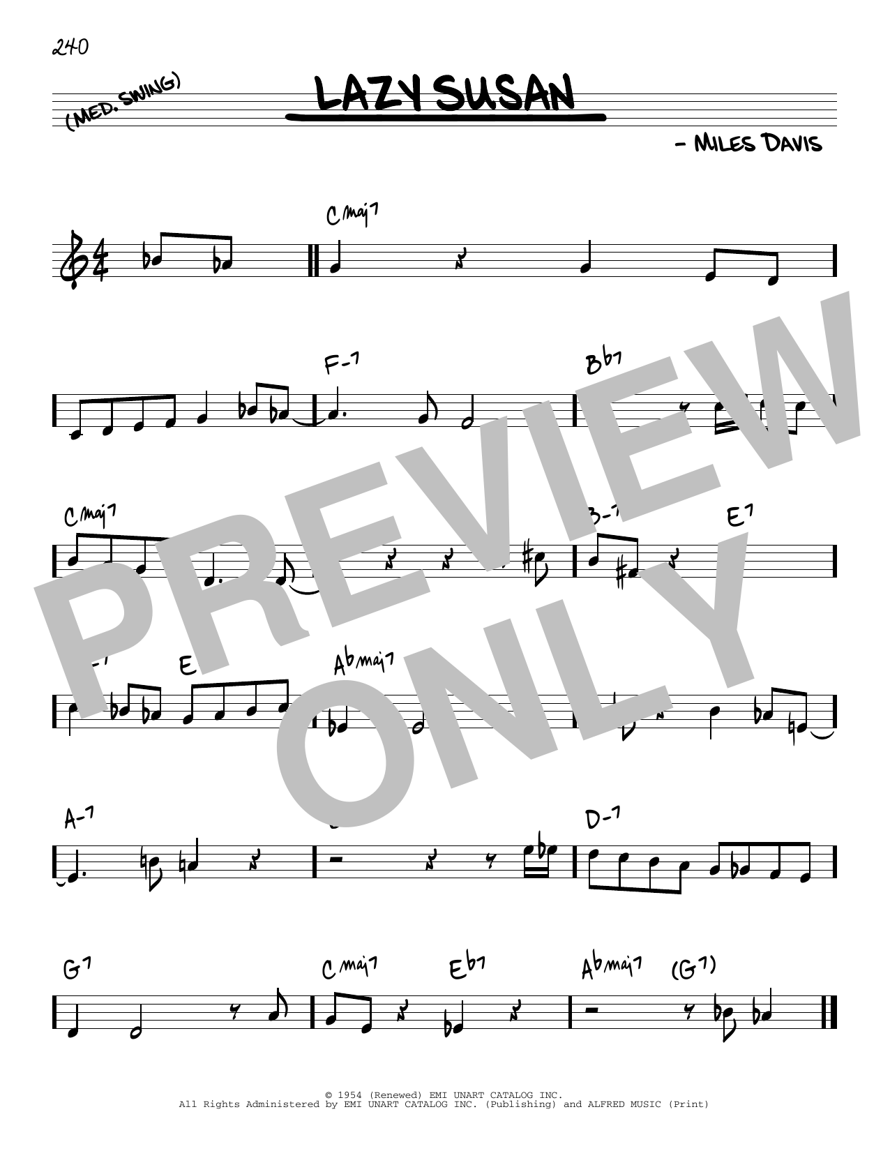 Miles Davis Lazy Susan sheet music notes and chords arranged for Real Book – Melody & Chords