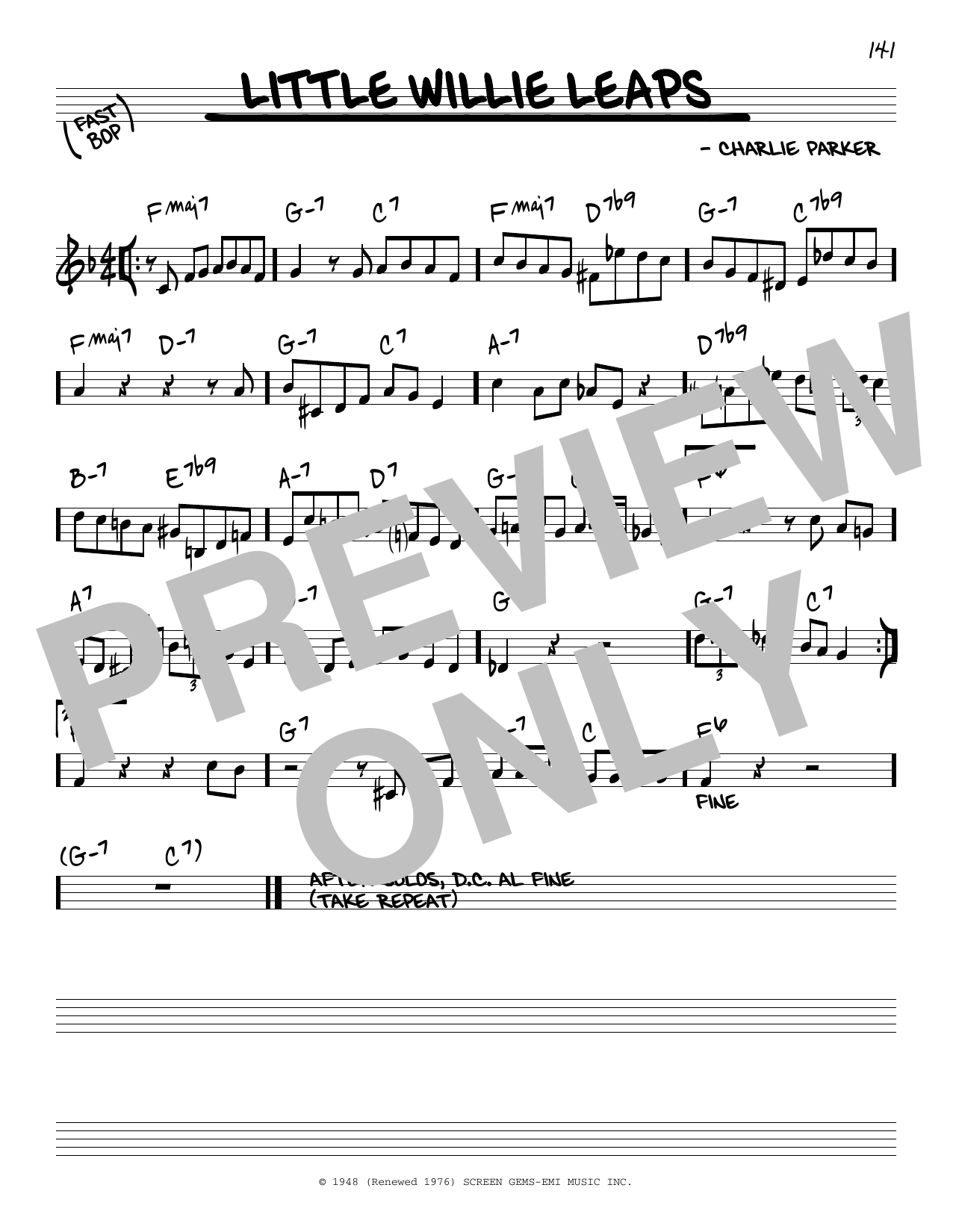 Miles Davis Little Willie Leaps sheet music notes and chords arranged for Real Book – Melody & Chords