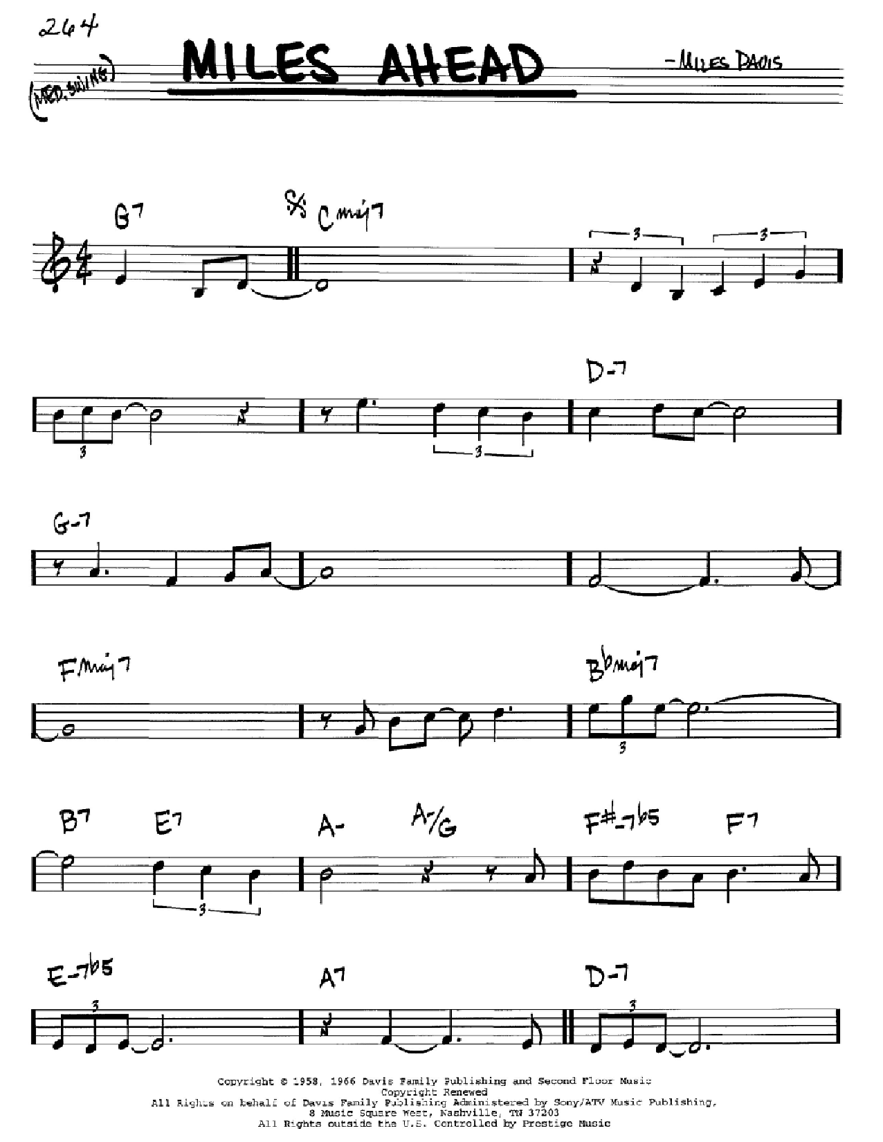 Miles Davis Miles Ahead sheet music notes and chords arranged for Trumpet Transcription