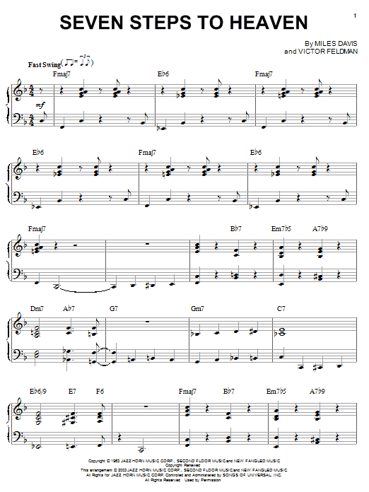 Miles Davis Seven Steps To Heaven sheet music notes and chords arranged for Trumpet Transcription