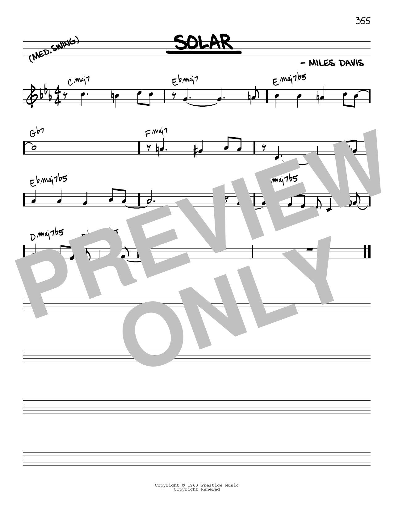 Miles Davis Solar [Reharmonized version] (arr. Jack Grassel) sheet music notes and chords arranged for Real Book – Melody & Chords