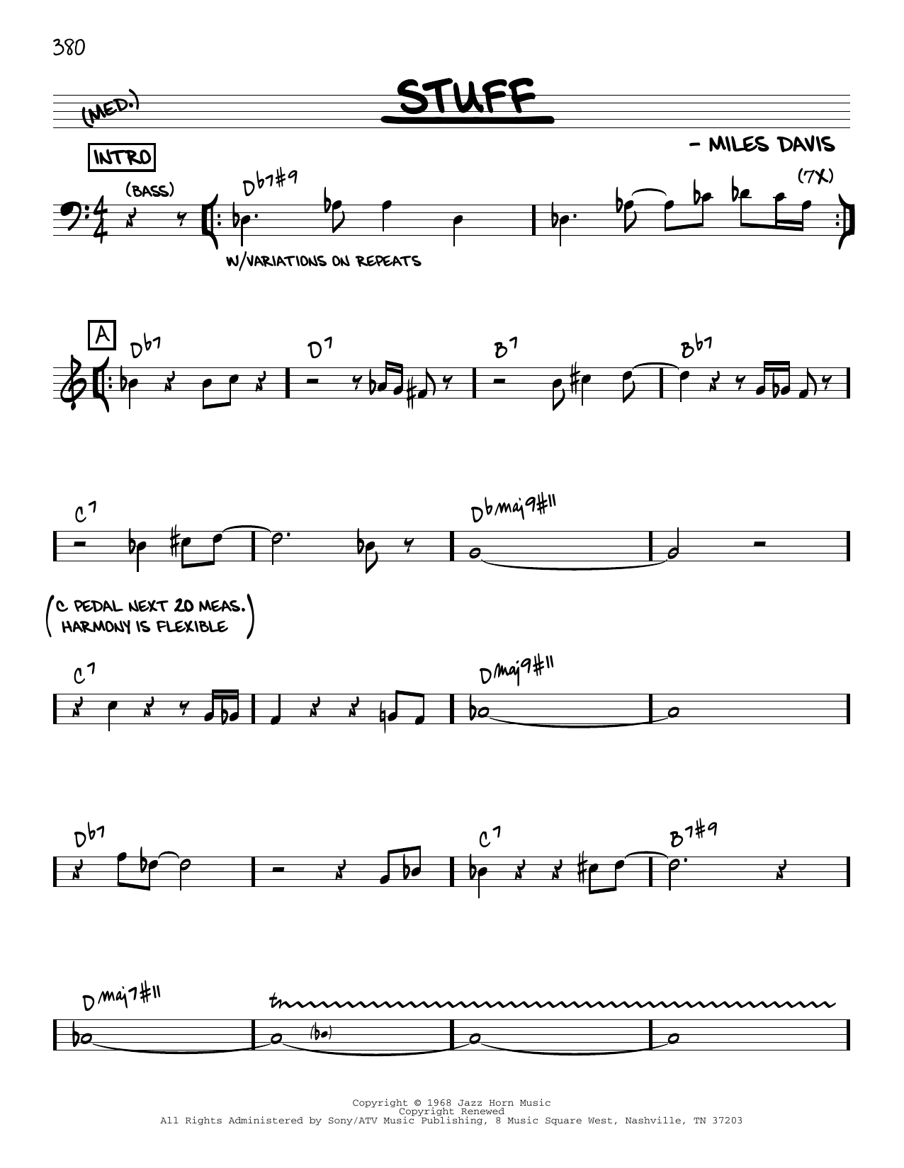 Miles Davis Stuff [Reharmonized version] (arr. Jack Grassel) sheet music notes and chords arranged for Real Book – Melody & Chords