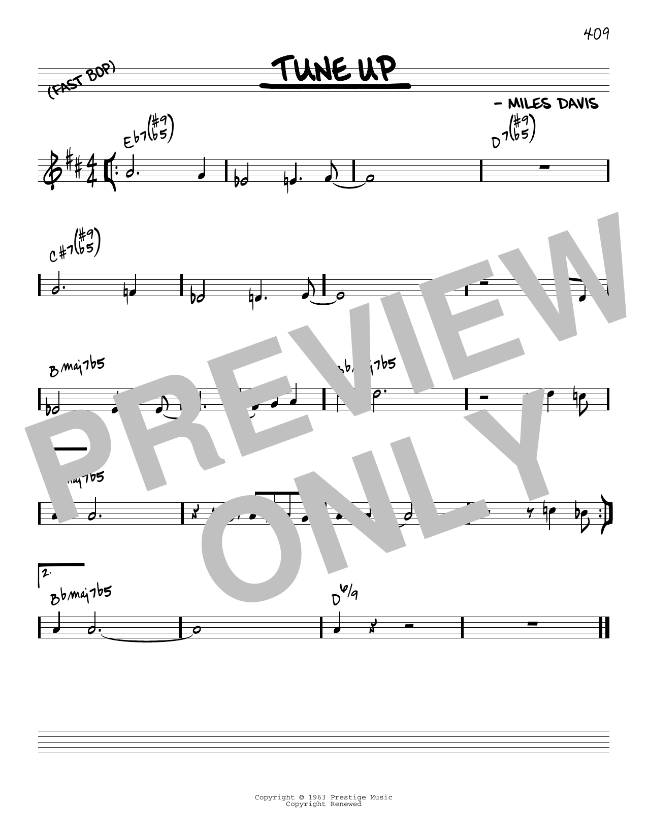 Miles Davis Tune Up [Reharmonized version] (arr. Jack Grassel) sheet music notes and chords arranged for Real Book – Melody & Chords