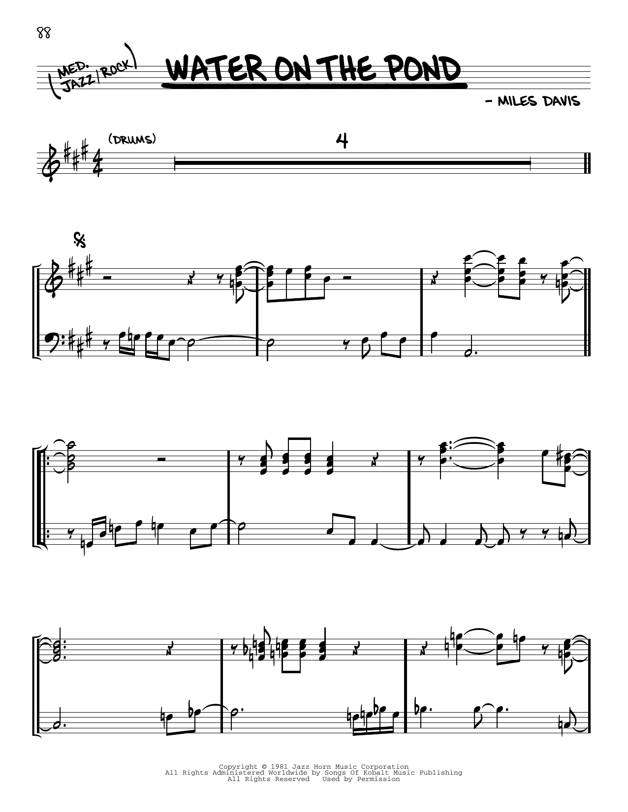 Miles Davis Water On The Pond sheet music notes and chords arranged for Real Book – Melody & Chords