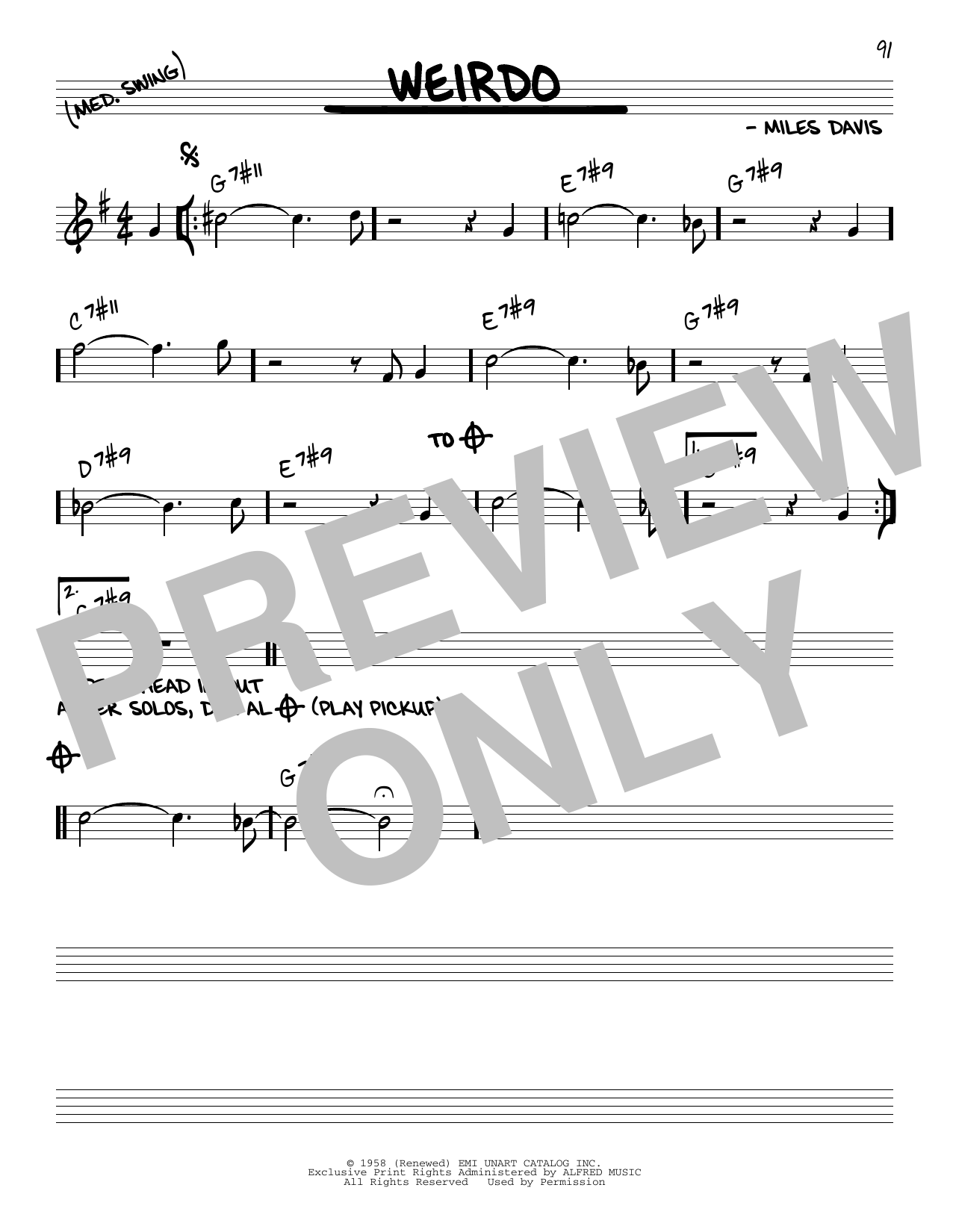 Miles Davis Weirdo sheet music notes and chords arranged for Real Book – Melody & Chords