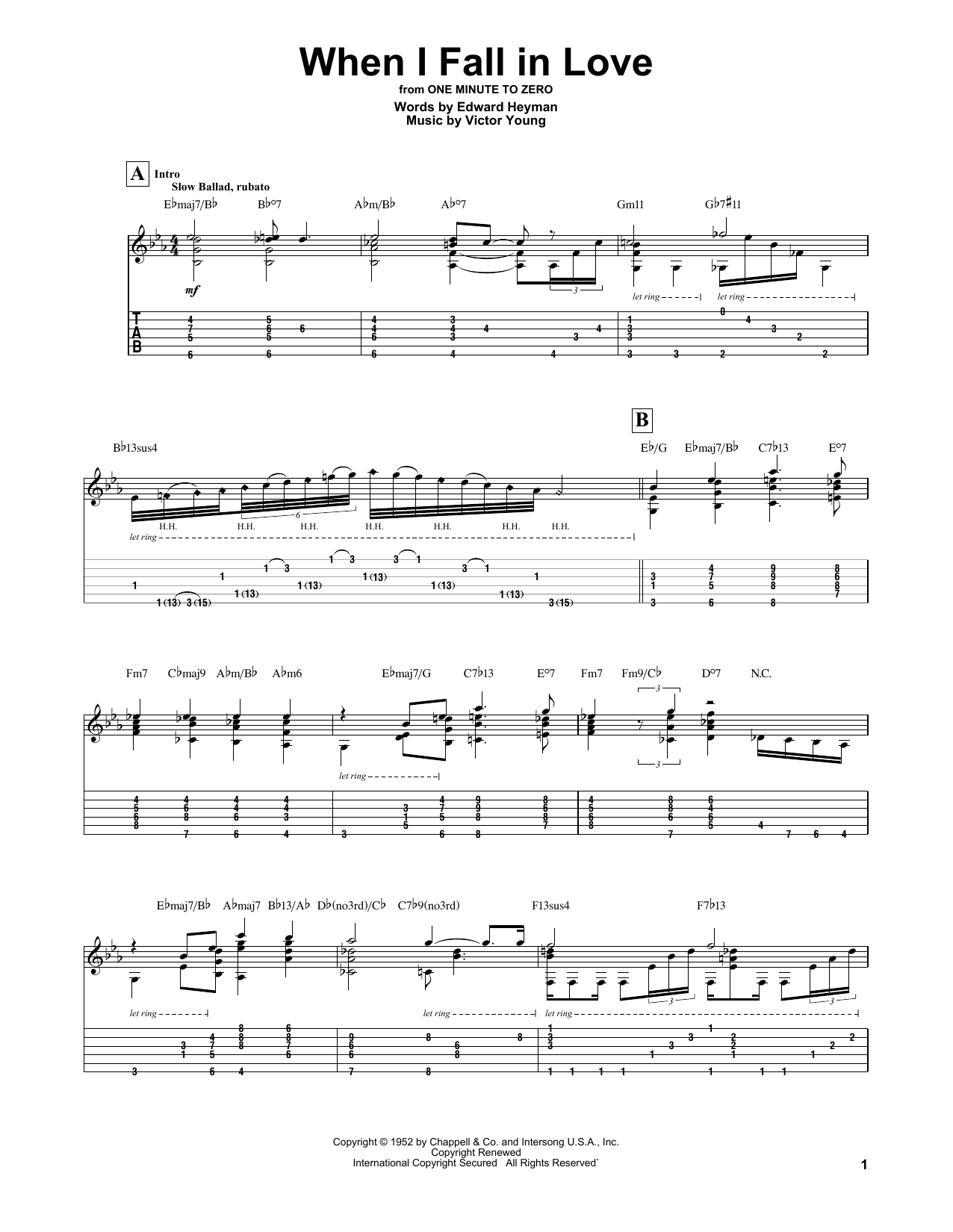 Miles Davis When I Fall In Love sheet music notes and chords arranged for Solo Guitar