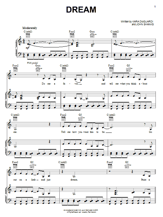 Miley Cyrus Dream sheet music notes and chords arranged for Easy Piano