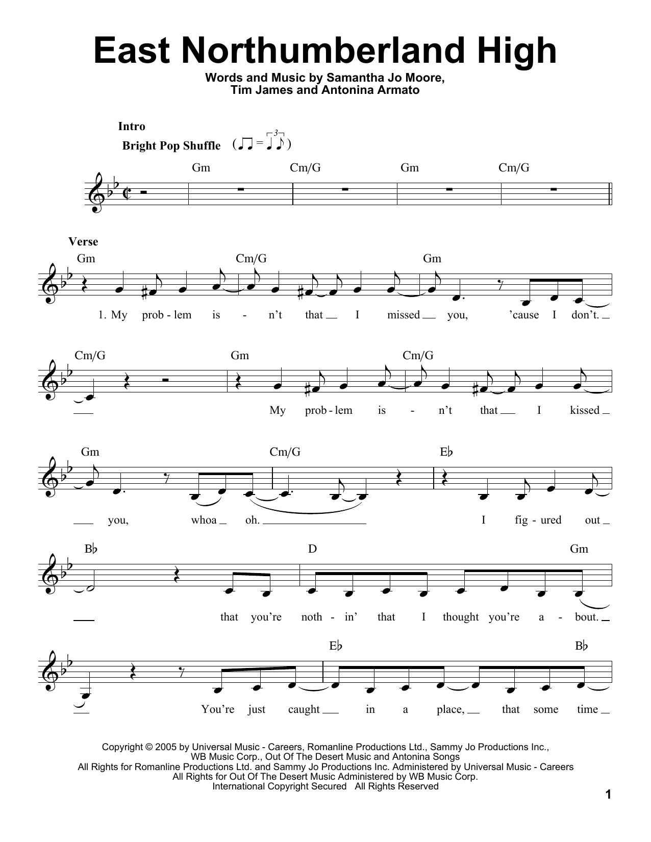 Miley Cyrus East Northumberland High sheet music notes and chords arranged for Pro Vocal