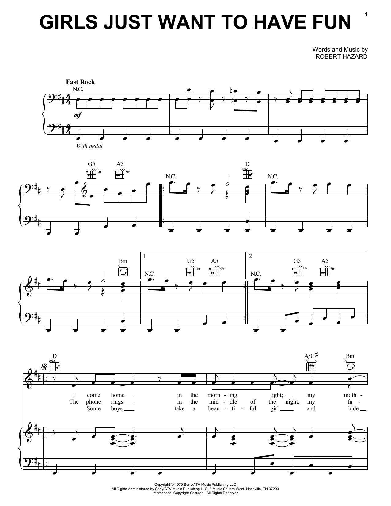 Miley Cyrus Girls Just Want To Have Fun sheet music notes and chords arranged for Easy Piano