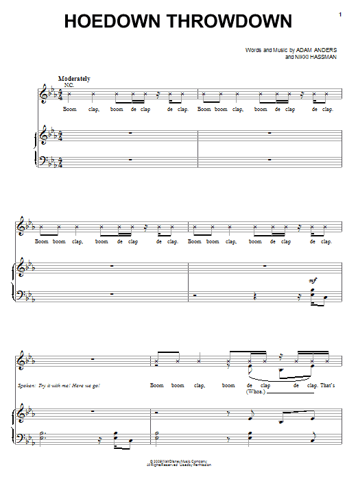 Miley Cyrus Hoedown Throwdown sheet music notes and chords arranged for Easy Piano