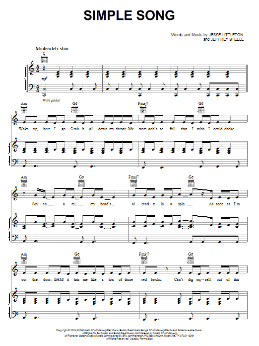 Miley Cyrus Simple Song sheet music notes and chords arranged for Piano, Vocal & Guitar Chords (Right-Hand Melody)